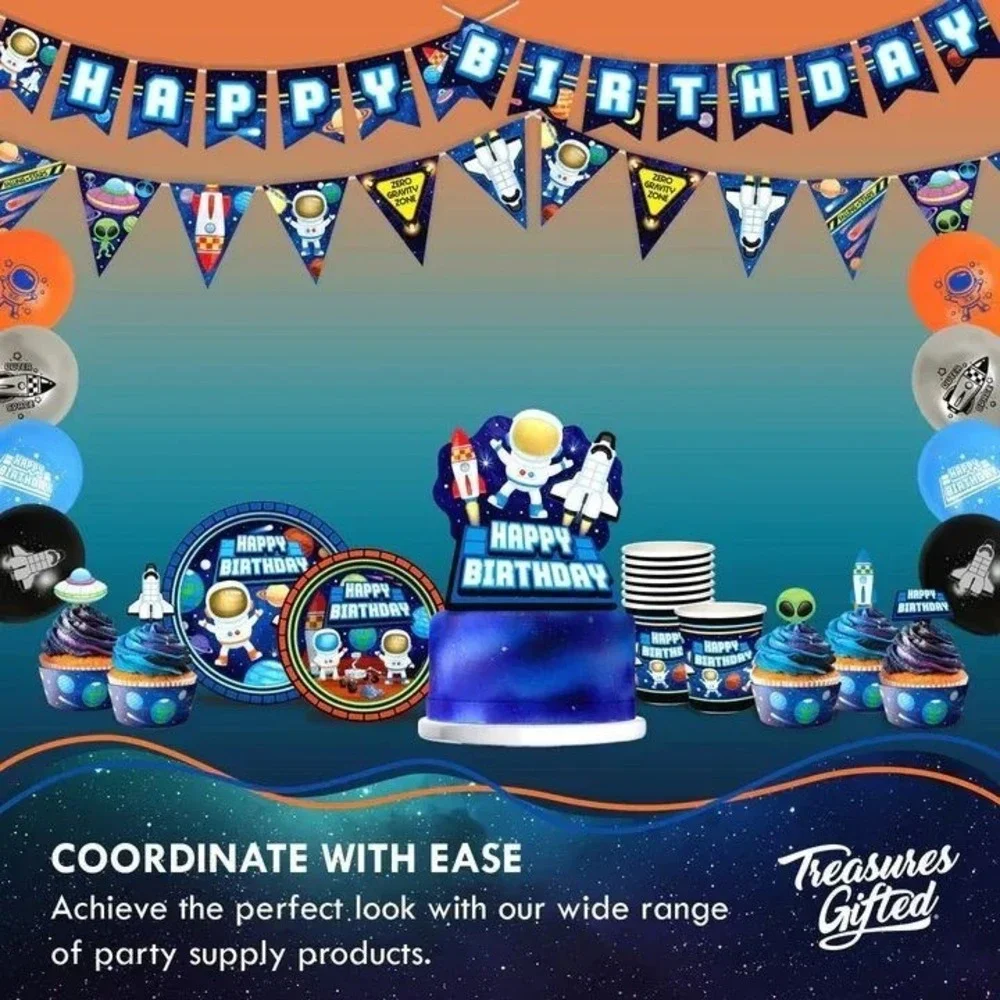 Outer‎ Space Ship Galaxy Astronaut Birthday Party Decorations Tableware Supplies